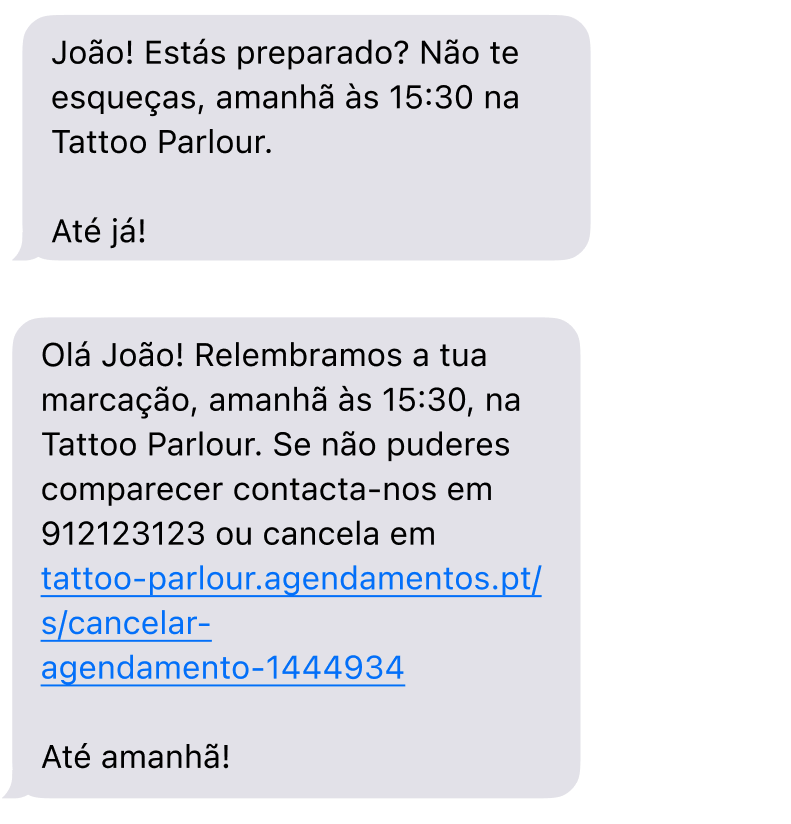 agendamentos com sms personalizado