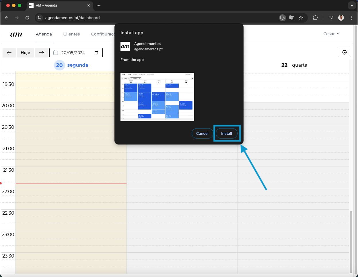 passo 2 instalar app agendamentos.pt desktop